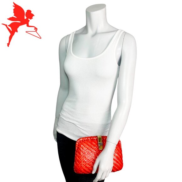 VINTAGE JAEGER cherry red lacquer woven clutch - Picture 2 of 8